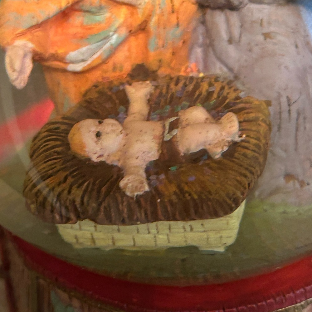 Vintage Nativity Snow Globe Hand Painted Holy Family Christmas Decor - Picture 12 of 16